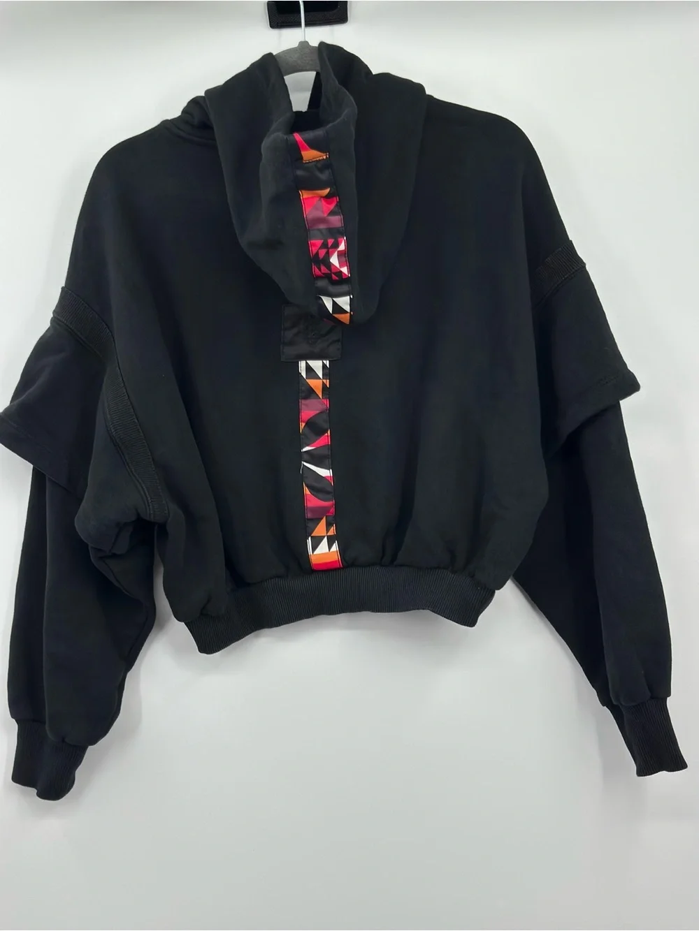FP Movement Free People Snow Flow Hoodie Black Combo Cropped Pullover Size Small